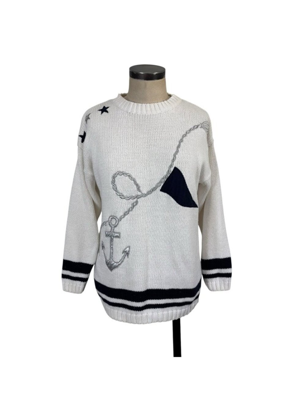 Vintage Anchor Sweater Small White
